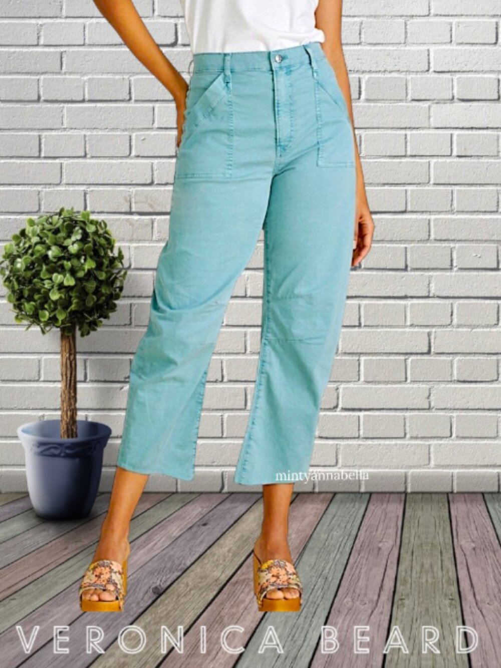 Veronica Beard Charlie Barrel Leg High Rise in Teal Size 28/6 ✨️